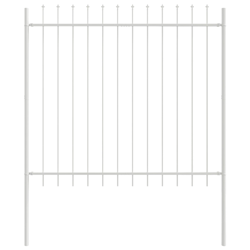 Recinzione da Giardino  con Punta a Lancia Bianca 6,8x1,5 m in Acciaio