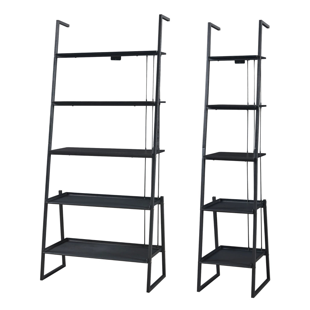 Set Storfjord Composto di 2 Scaffali a Scala da Larghezze Diverse - Nero [en.casa]