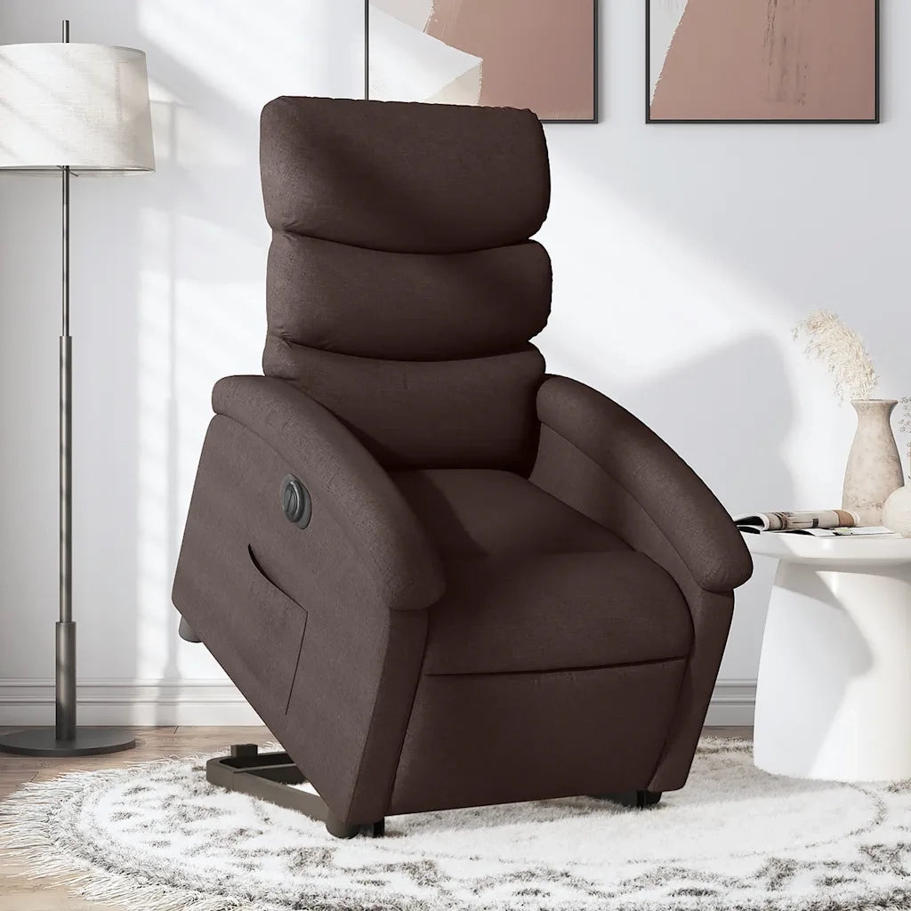 Poltrona Alzapersona Reclinante Elettrica Marrone Scuro Tessuto 3204007