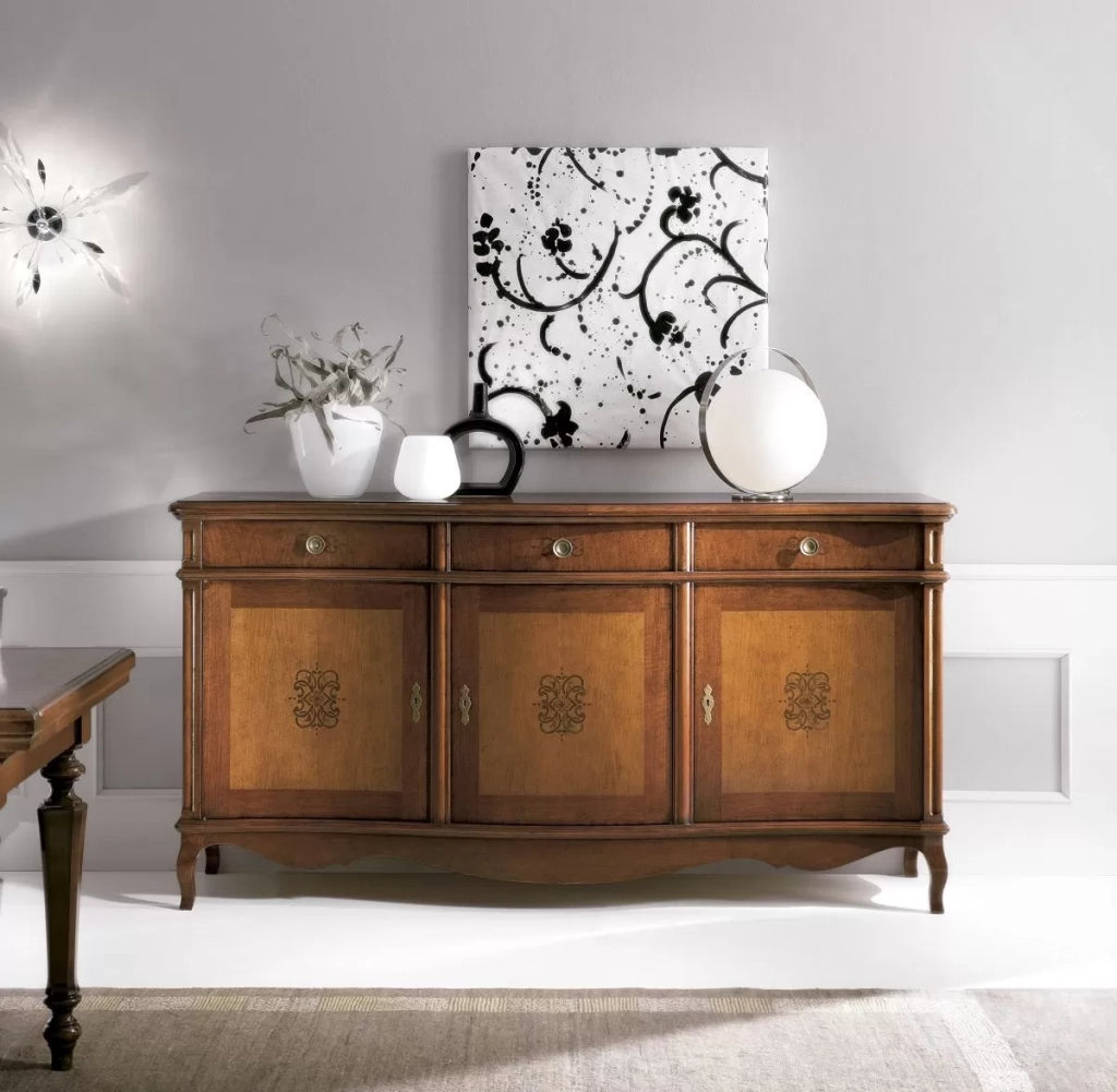 Madia credenza in legno massello 3 porte pantografate l.198 p.56 h.102 - Mobili 2G