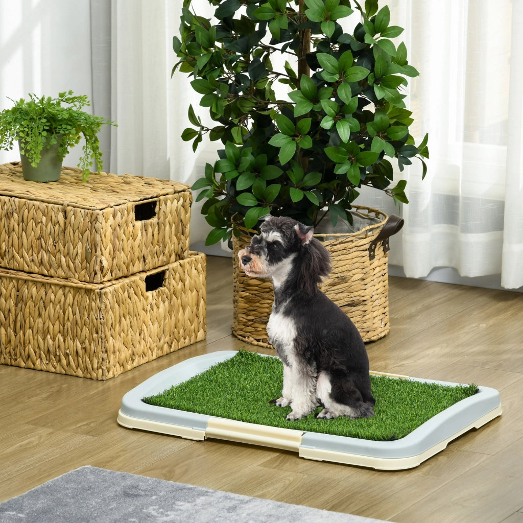 Arenero per Cani con Prato Artificiale Griglia e Vassoio ¨C zephmum ¨C 63x48,5x6 cm Multicolore
