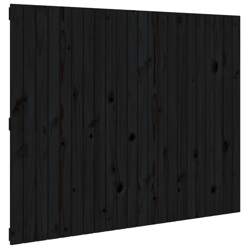 Testiera da Parete Nera 140x3x110 cm in Legno Massello di Pino 824972