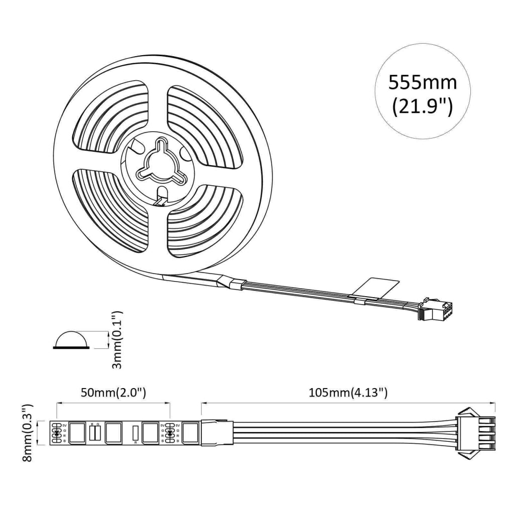 Set di 4 strisce LED flessibili dal design moderno 45 x 0,8 x 0,3 cm plastica nera 02_0056335