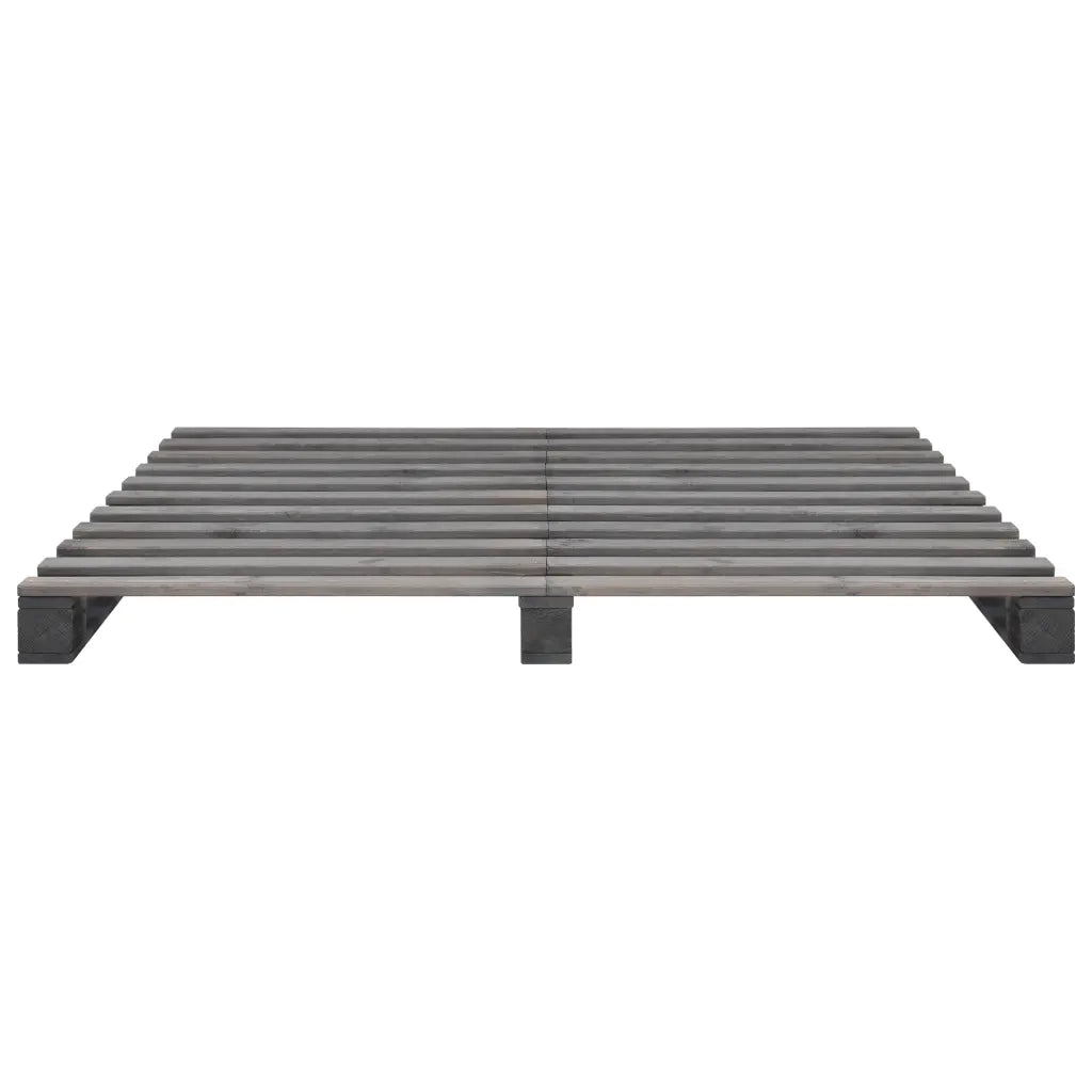Giroletto in Pallet-Struttura Letto Grigio Legno Massello di Pino 200x200 cm