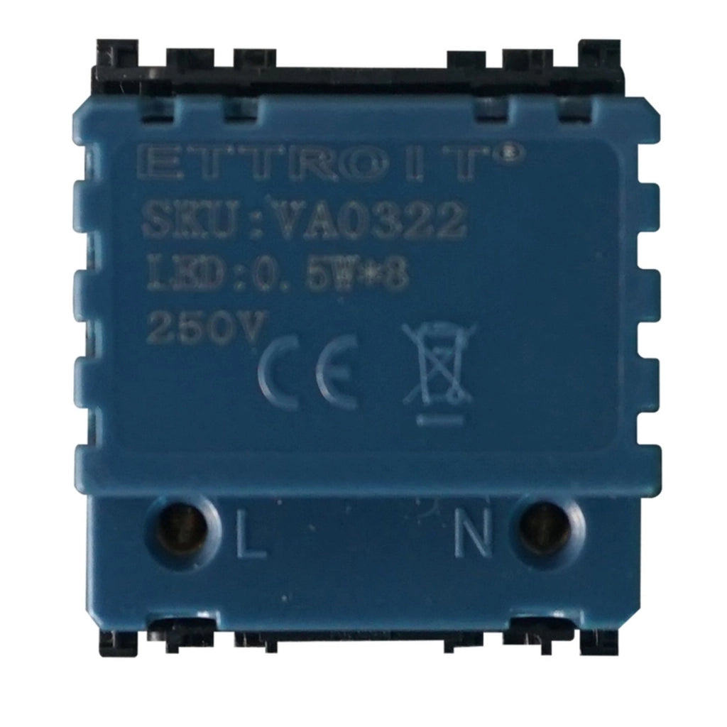 Serie Civile ETTROIT Nero Compatibile Con Vimar Arke (Lampada Led Segnapasso 2M 220V 4000K)