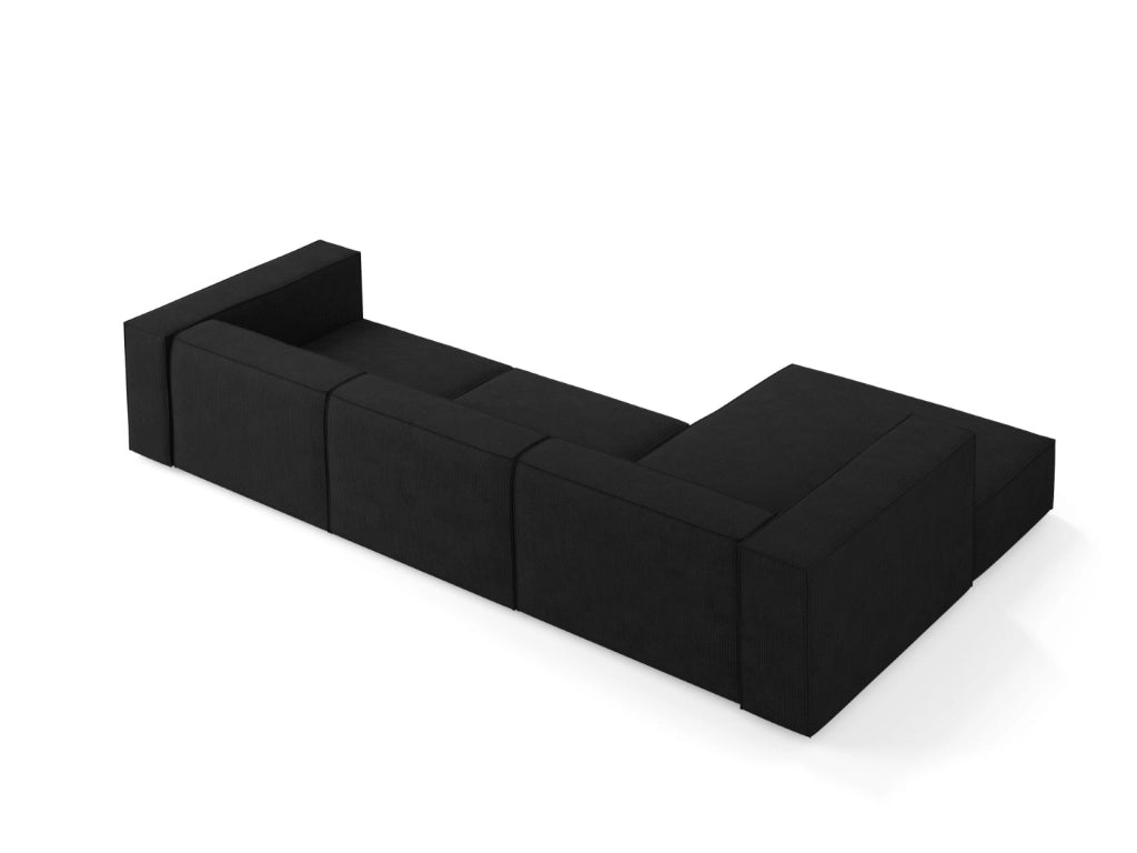 Cosmopolitan Design - Divano angolare sinistro "Arendal" 4 posti in ciniglia con effetto a coste nero 