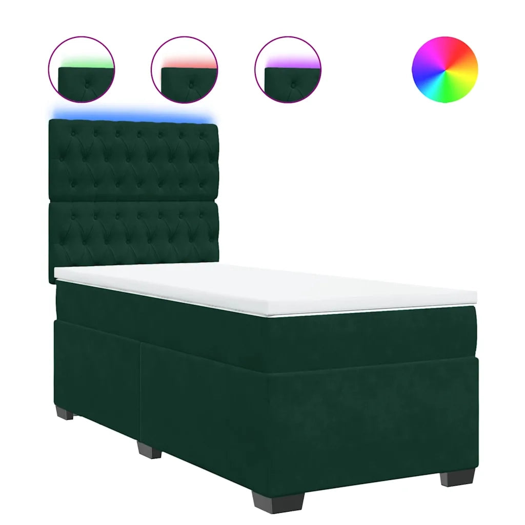 Giroletto a Molle con Materasso Verde Scuro 90x200 cm Velluto