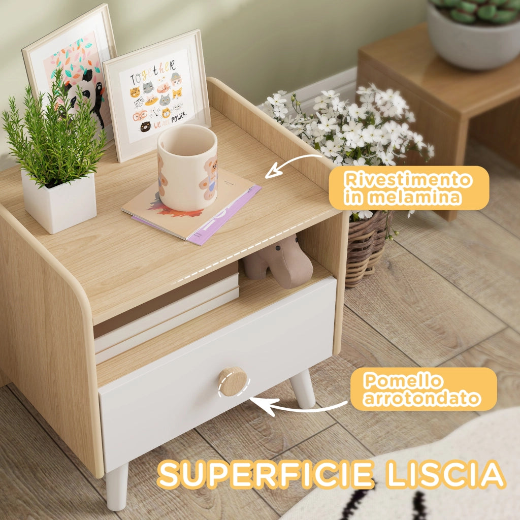 Comodino in Legno di Pino ¨C Zephmum ¨C 40x32.5x40 cm, Bianco