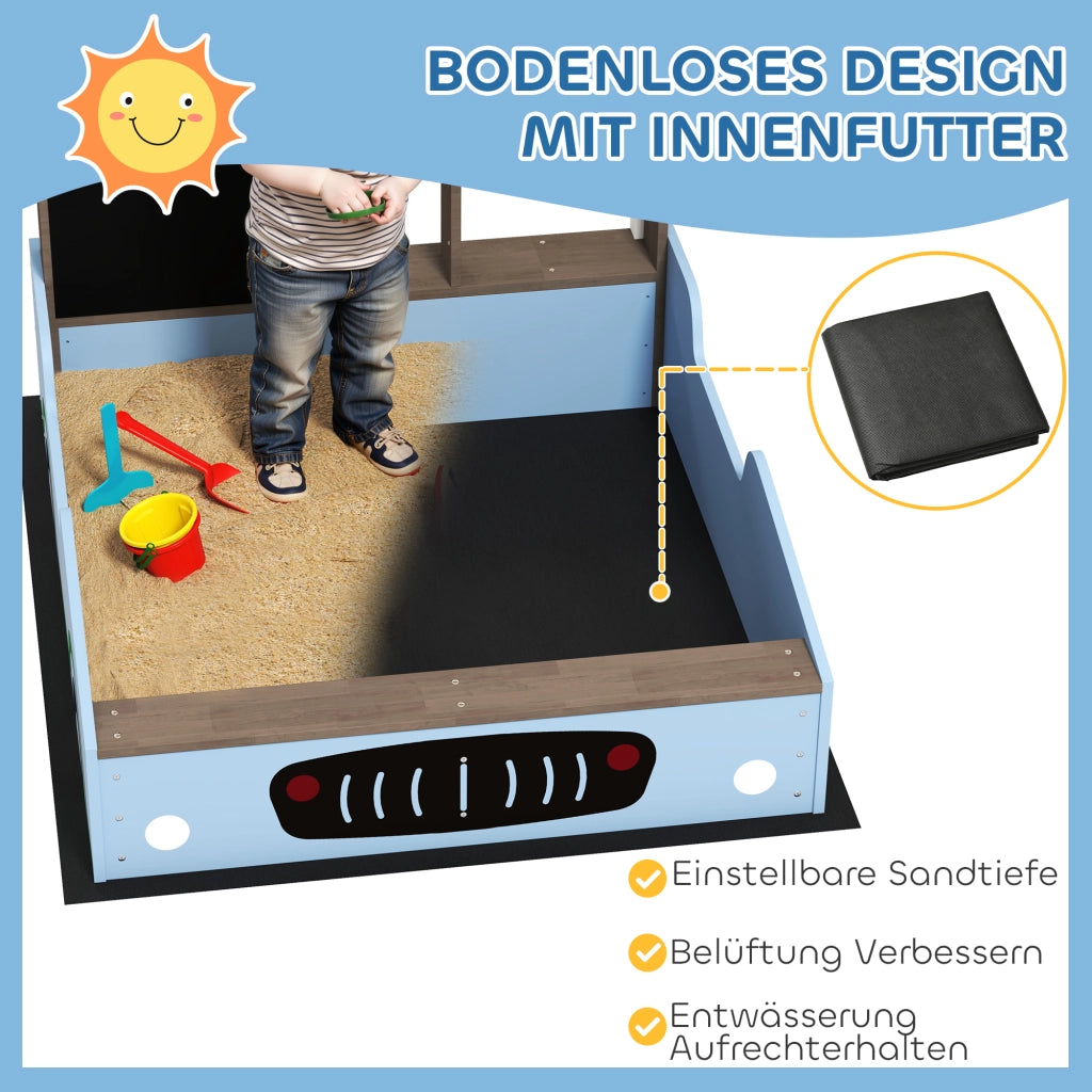 Sandbox con tettoia, panchina e lavagna ¨C zephmum ¨C 104x108x90 cm, blu