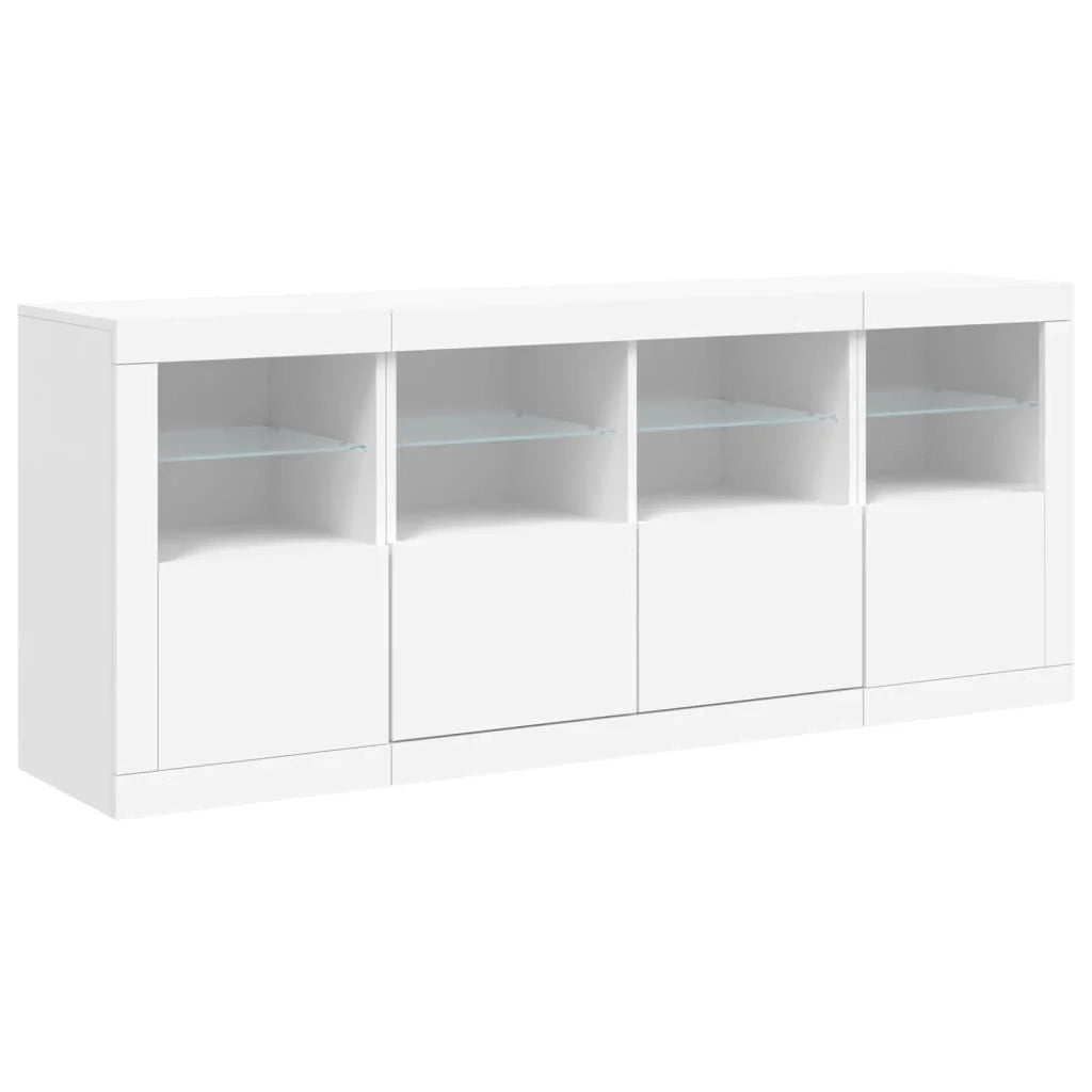 Buffet credenza cassettiera armadio mobile contenitore organizer per cucina soggiorno salotto con luci LED 163 x 37 x 67 cm bianco 02_0029835