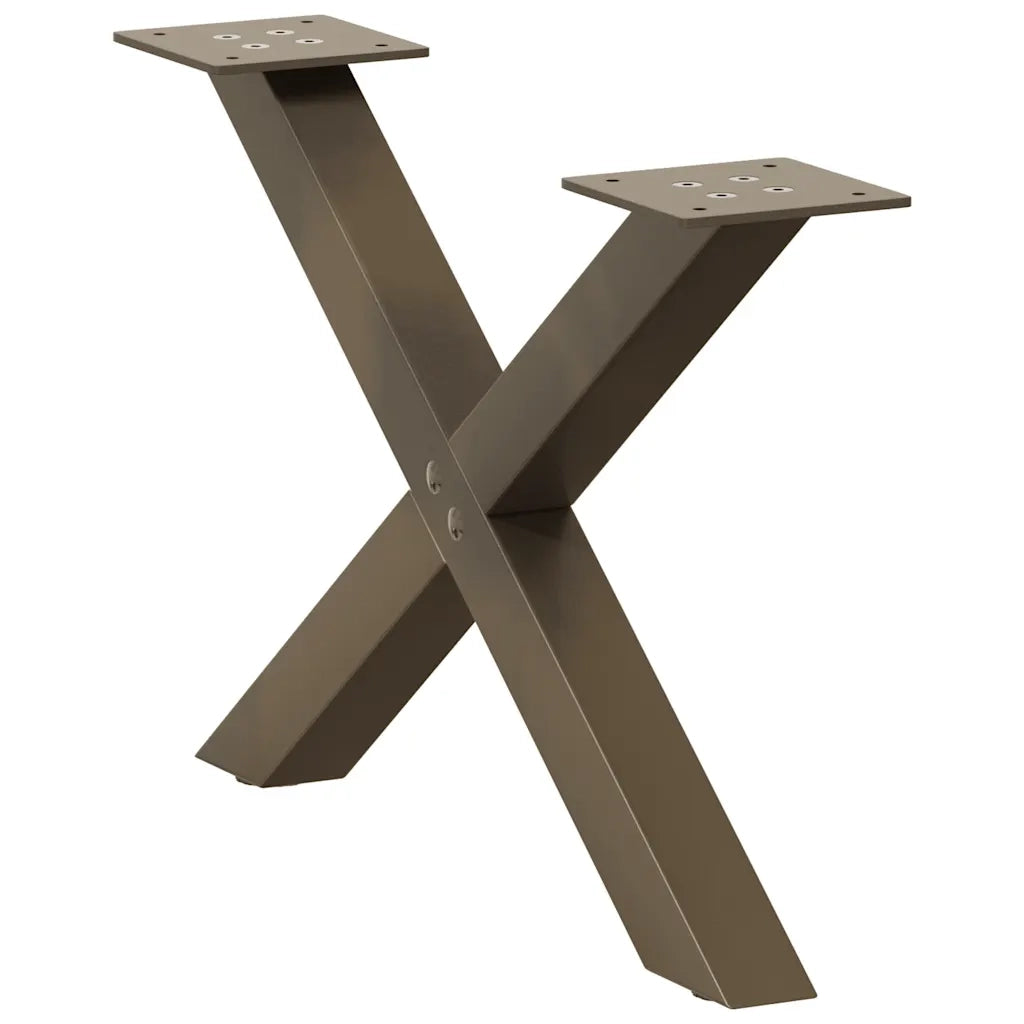 Gambe per Tavolino da CaffÃ¨ a Forma di X 2 pz Acciaio Naturale 50x(30-31) cm Acciaio