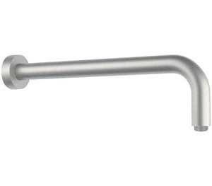 Braccio doccia tondo a parete in acciaio inox con rosetta, 30 cm