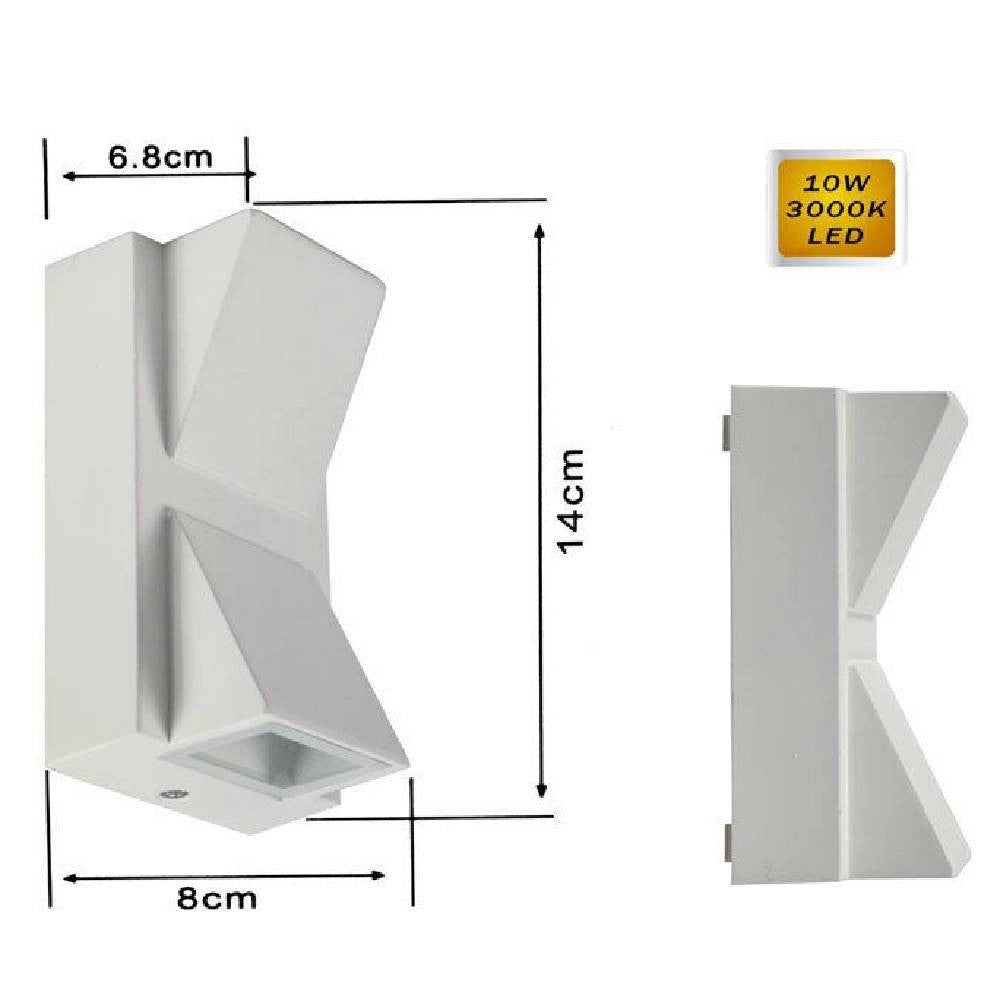 Trade Shop - Applique Doppia Emissione 10 W Per Esterno Luce Fredda Calda Ip65 Es04 Bianca - -bianco Caldo      -