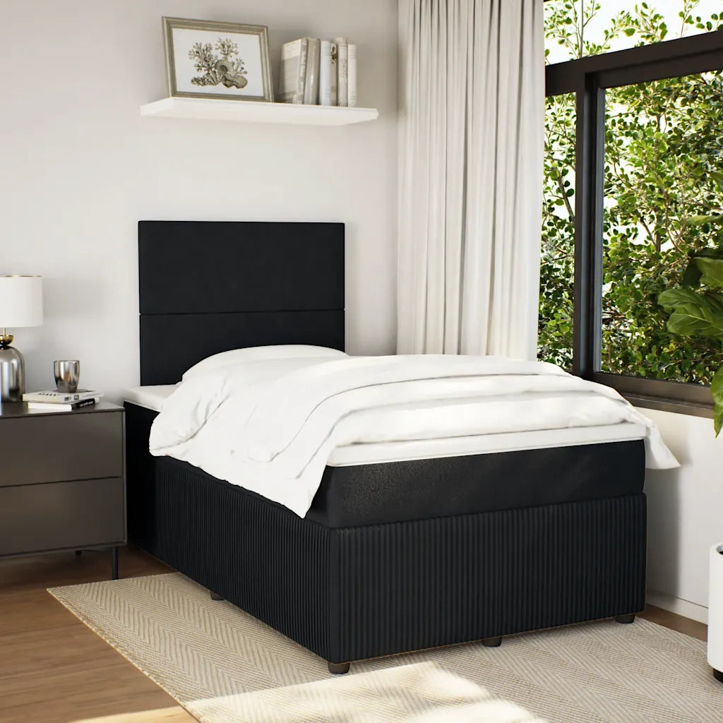vidaXL Giroletto a Molle con Materasso Nero 120x200 cm in Velluto