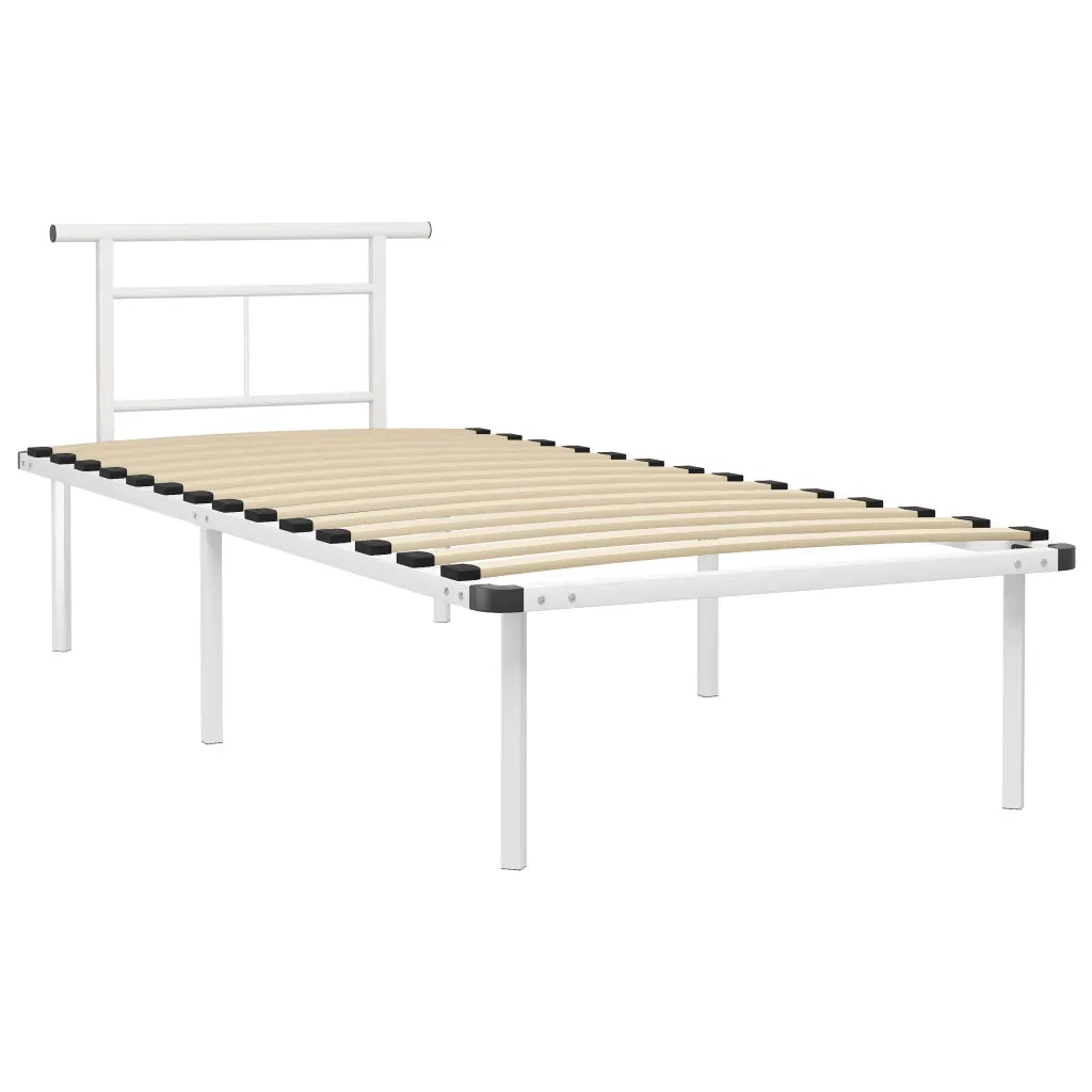 Letto singolo | Letto per adulti | Giroletto Bianco in Metallo 90x200 cm