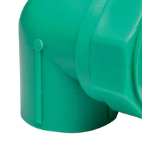 Gomito a 90â° mf con inserto ottone filettato in ppr polipropilene verde
