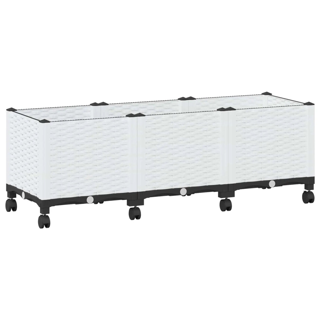 Vaso da Giardino con Ruote Bianco 120 x 40 x 48 cm PP 3423050