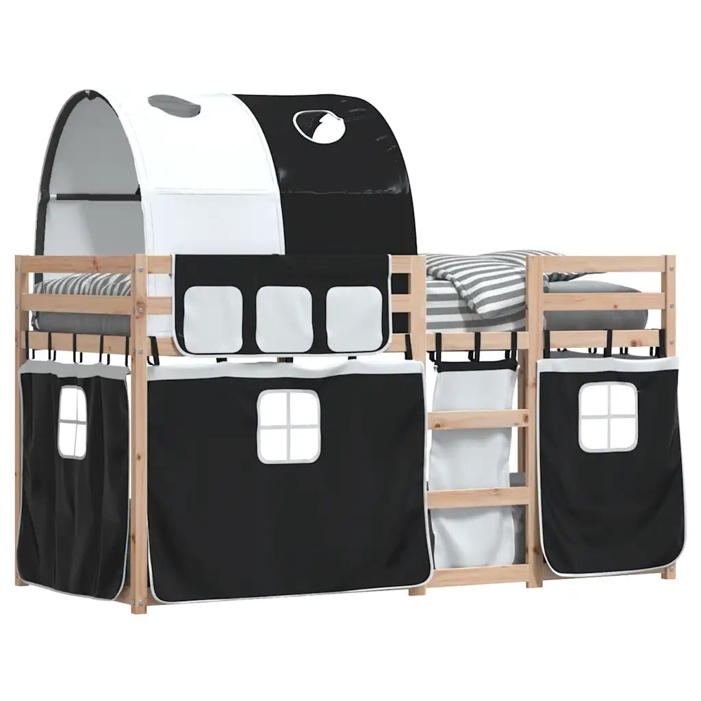 Letto a Castello senza Materasso Bianco e Nero 80x200cm in Pino 3283988