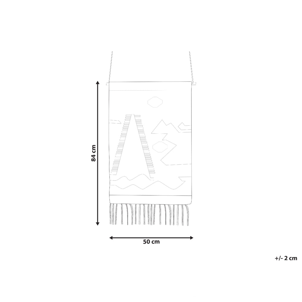 Decorazione da parete in cotone nero beige con nappa fatta a mano paesaggio boho per soggiorno camera da letto