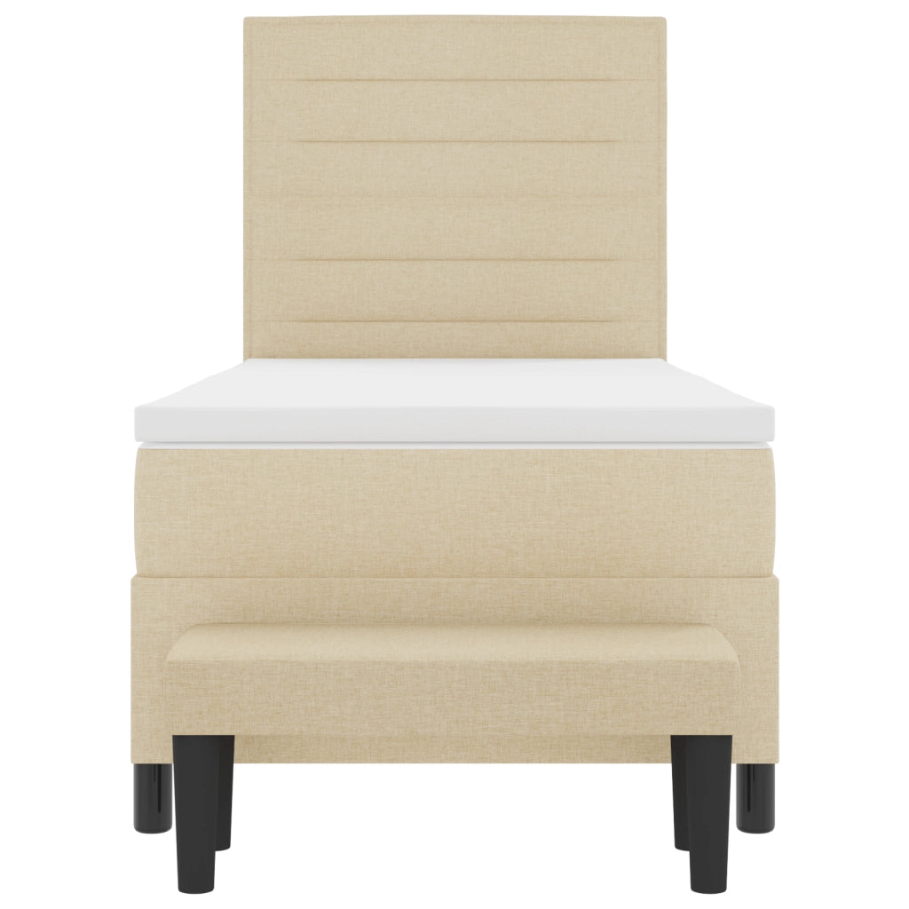 Letto a Molle con Materasso e Panchina Crema 80x200 cm in Tessuto