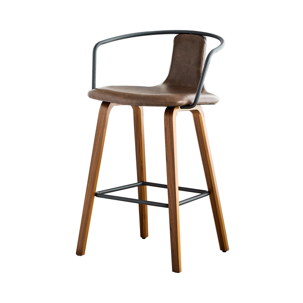 SGABELLO DA BAR con braccioli, seduta 42 cm, legno marrone, Set da 2 pezzi