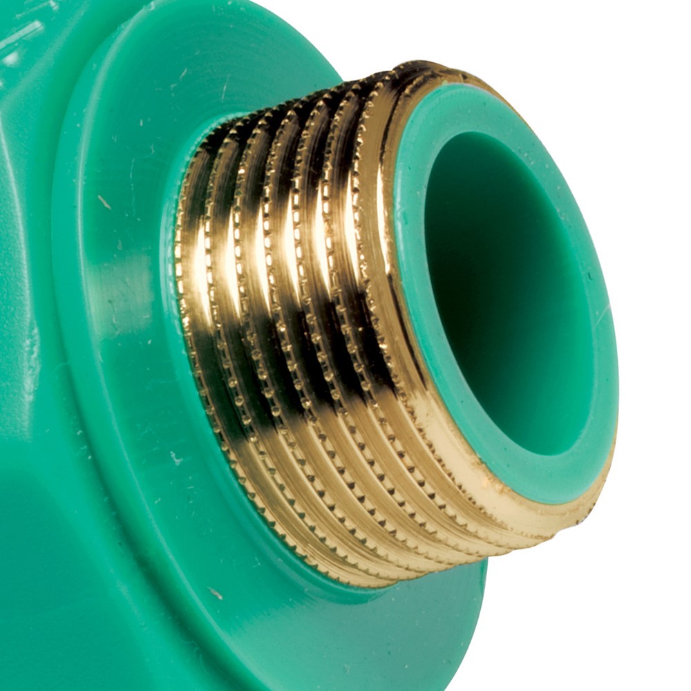 Gomito a 90â° mf con inserto ottone filettato in ppr polipropilene verde