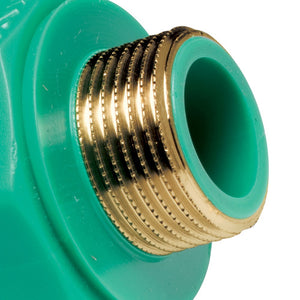 Gomito a 90â° mf con inserto ottone filettato in ppr polipropilene verde