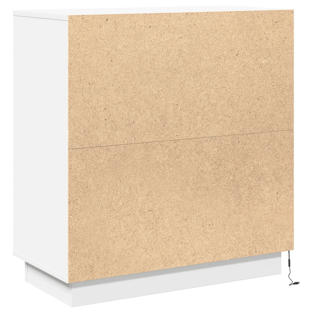 Sideboard LED Bianco - 71x34.5x75 cm, Fatto in legno ingegnerizzato