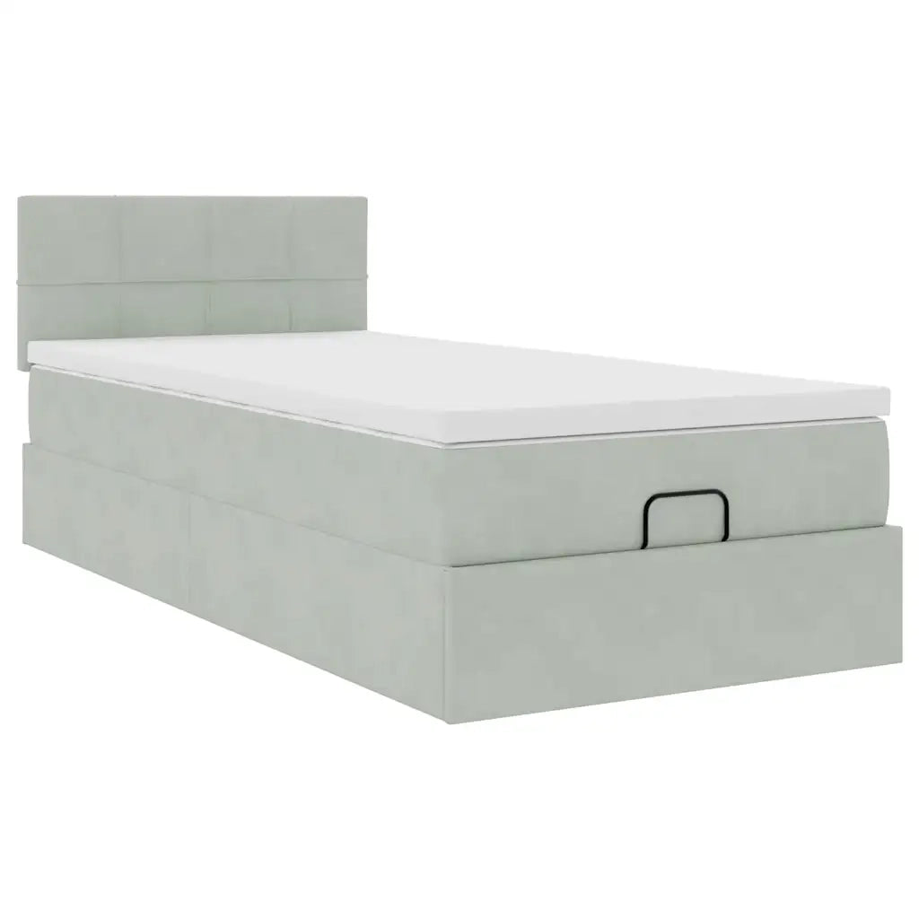 Struttura Letto Pouf con Materasso 90x200 cm in Velluto