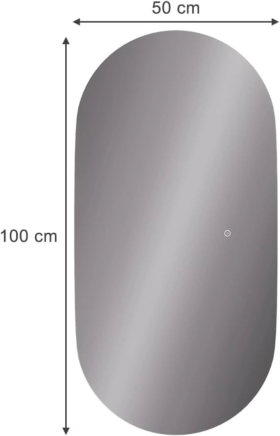 Specchio bagno Miral, Vetro, 100 x 50 cm con retroilluminazione, per montaggio a parete con illuminazione LED integrata