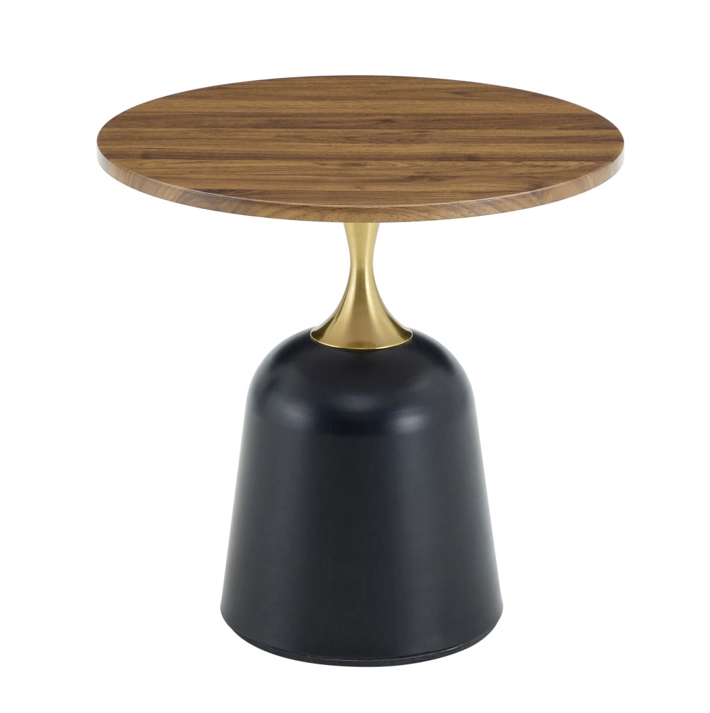 Tavolino rotondo con struttura in metallo; 70 × 69 × 40 cm; melamina noce e nero