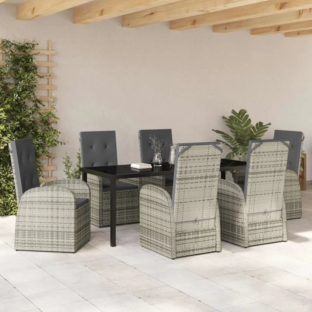 Set da Pranzo per Giardino con cuscino 7 pcs Grigio polyrattan 3379483