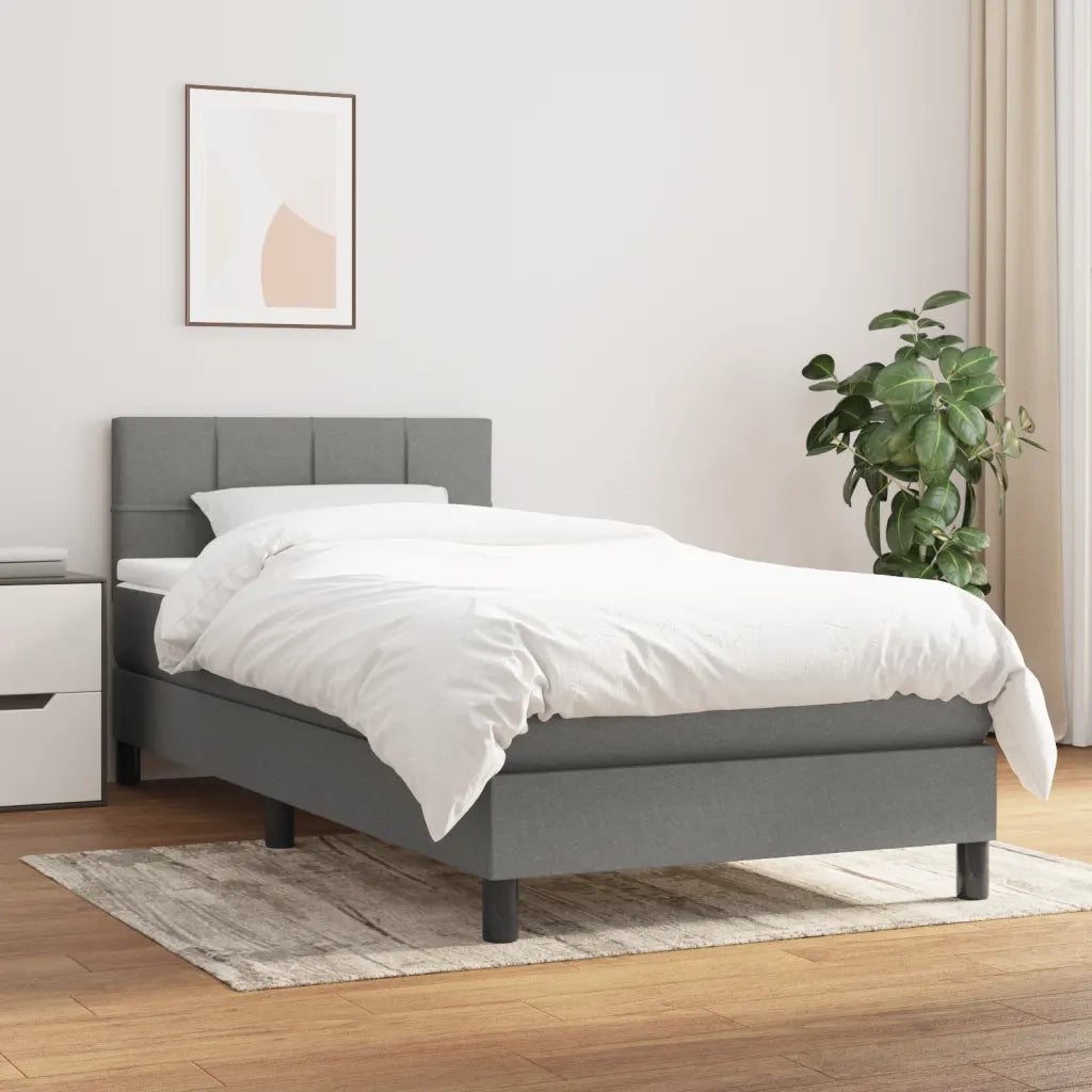 Giroletto a Molle con Materasso Grigio Scuro 80x200 cm Tessuto 3140010
