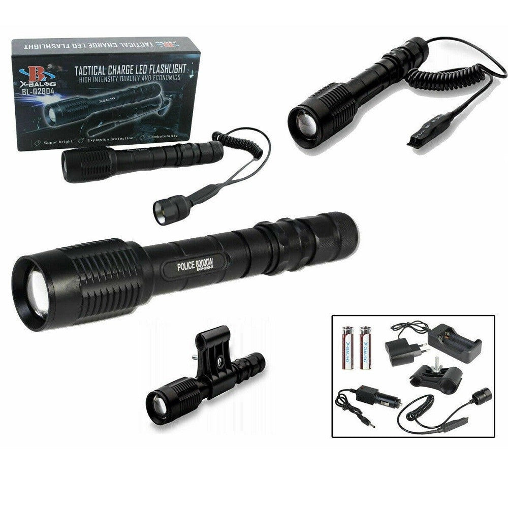Trade Shop - Torcia 50000 Lumen Tattica/militare Per Fucile Led T6 Ricaricabile Zoom Bl-q2804 -