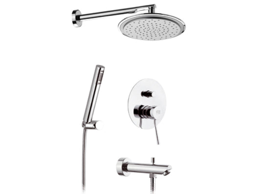 Set doccia con soffione, doccia, bocca incasso e miscelatore - serie minimal