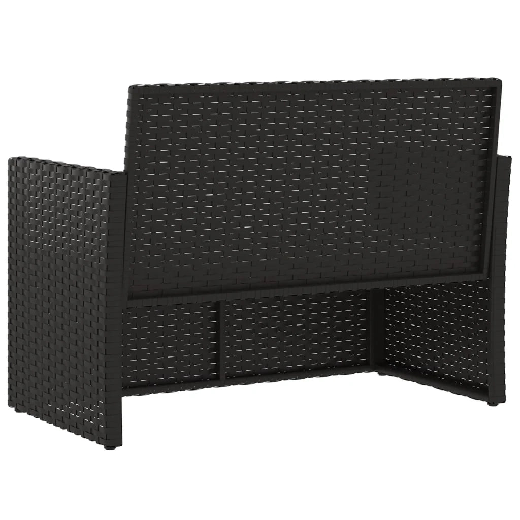 Panca da giardino arredo da esterno terrazza con cuscini neri 105 cm resina intrecciata 02_0011635