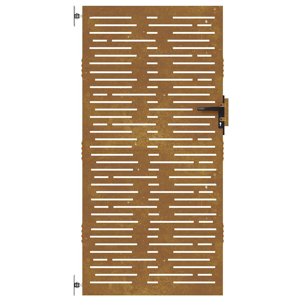 Cancello da giardino 85x200 cm in acciaio Corten design quadrato 153249