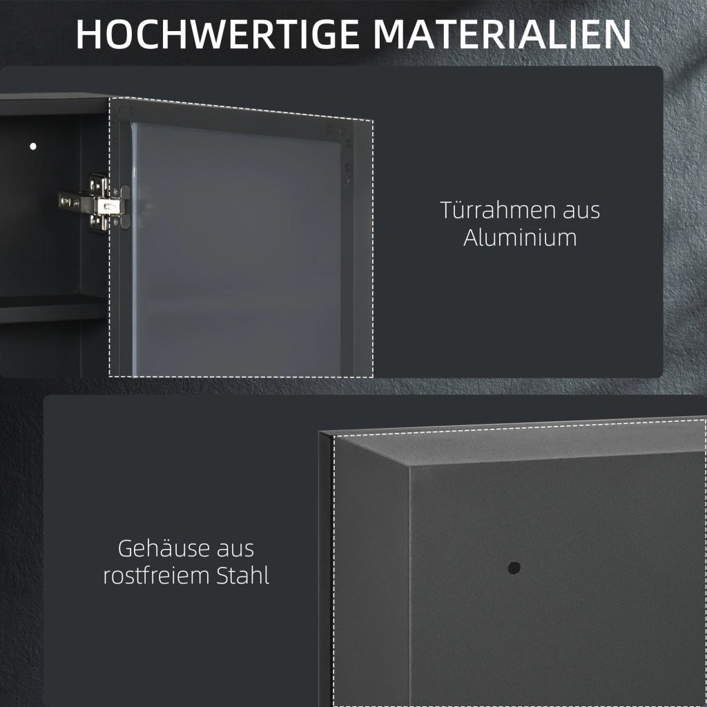 ARMADIO CON SPECCHIO DA BAGNO 40 x 12 x 60 cm Nero in acciaio inox