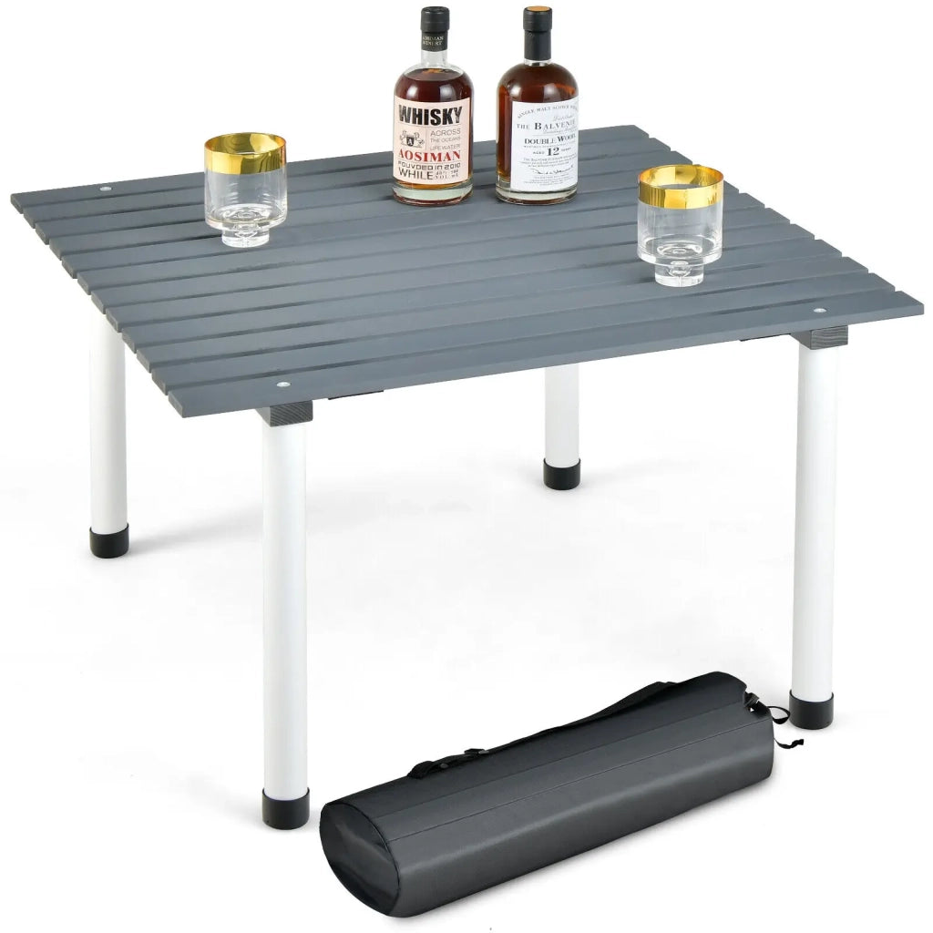 Folding Outdoor Camping Table with Carrying Bag for Picnics and Party-Gray
