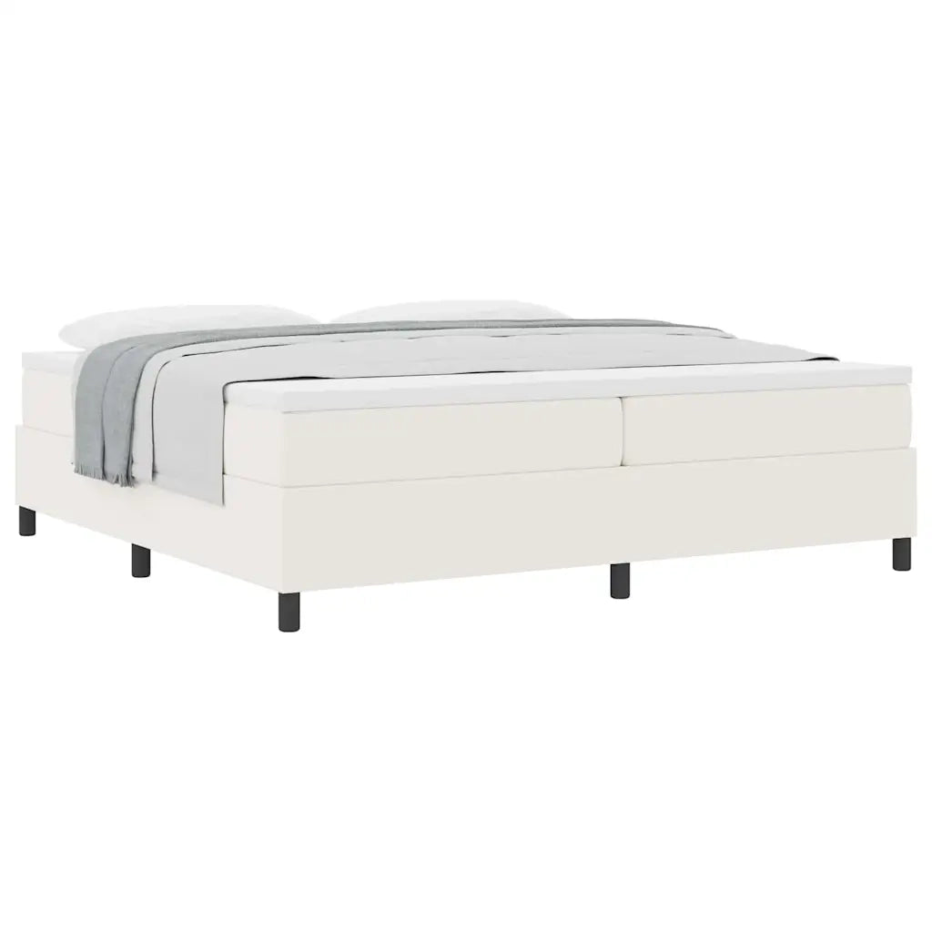 Letto a molle Crema e Bianco 200 x 200 cm Tessuto in Cords 3337484