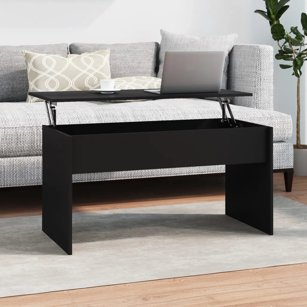 Tavolino da Salotto Nero 102x50,5x52,5 cm in Legno Multistrato 809630