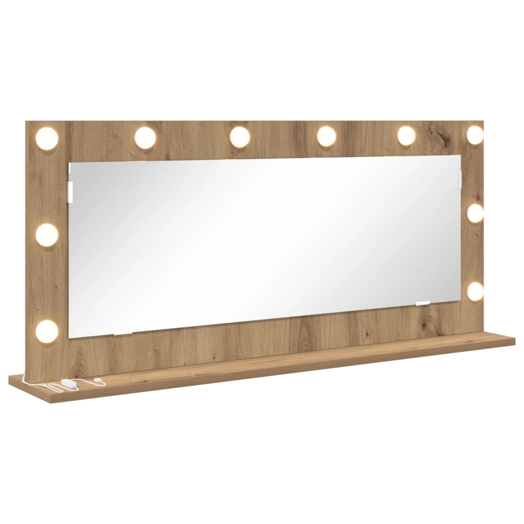 Specchio Vanity con luci LED Quercia Artigianale 100x45x18 cm
