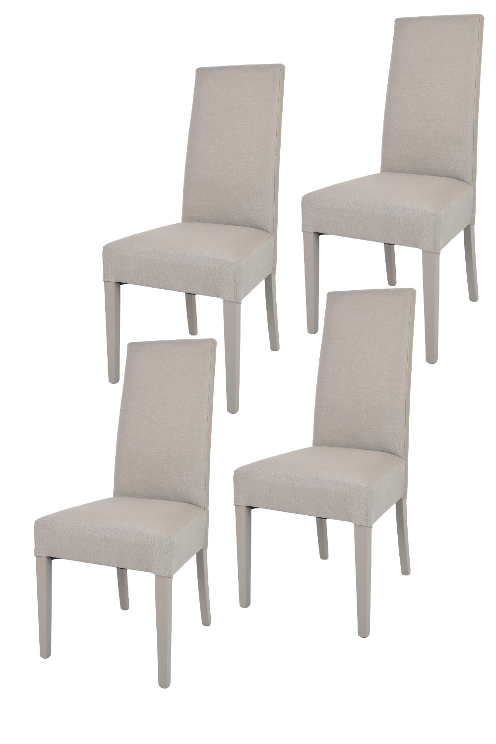 Set 4 sedie Chiara Tommychairs, struttura in faggio camoscio, seduta e schienale imbottiti e rivestiti in tessuto