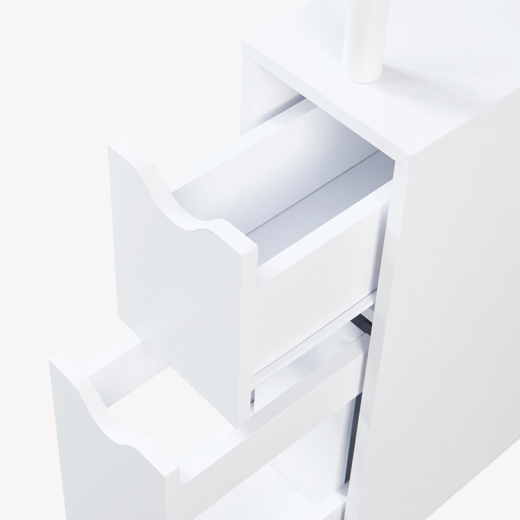 Scaffale da Bagno Fadeskimma Mobile Contenitore con Ripiani Cassetto e Scomparto Estraibile 113 x 19 x 45 cm - Bianco [en.casa]
