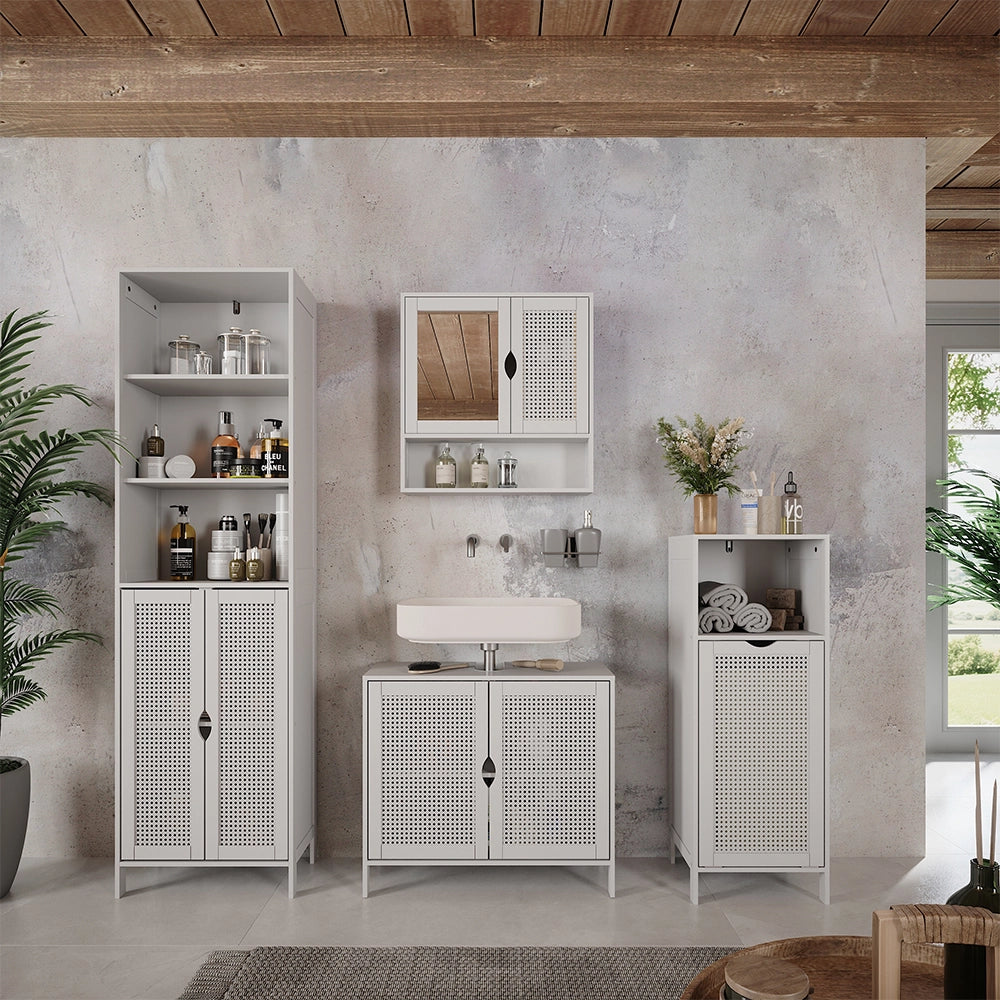 Vicco mobiletto bagno Bianco 36 x 98 cm con cesto portabiancheria