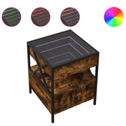 Comodino | Armadio da Notte | Mobiletto da notte con LED Infinity Rovere Fumo 40x40x51 cm