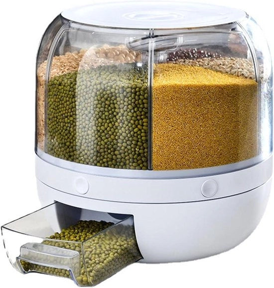 Cassa di Stoccaggio per Cereali - Raccoglitore di Riso Automatico - Contenitore di Raccoglitore di Riso Visibile per la Cucina - Cassa di Stoccaggio Divisoria (L)
