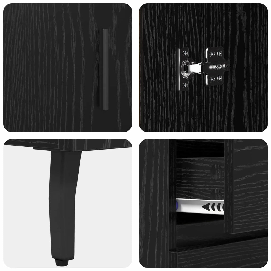 Credenza con cassetto Rovere Nero 69,5 x 34 x 90 cm 881638