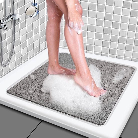 Mat di assorbimento antiscivolo in luffa, 60 x 60 cm, per uso in vasca da bagno e ambienti umidi
