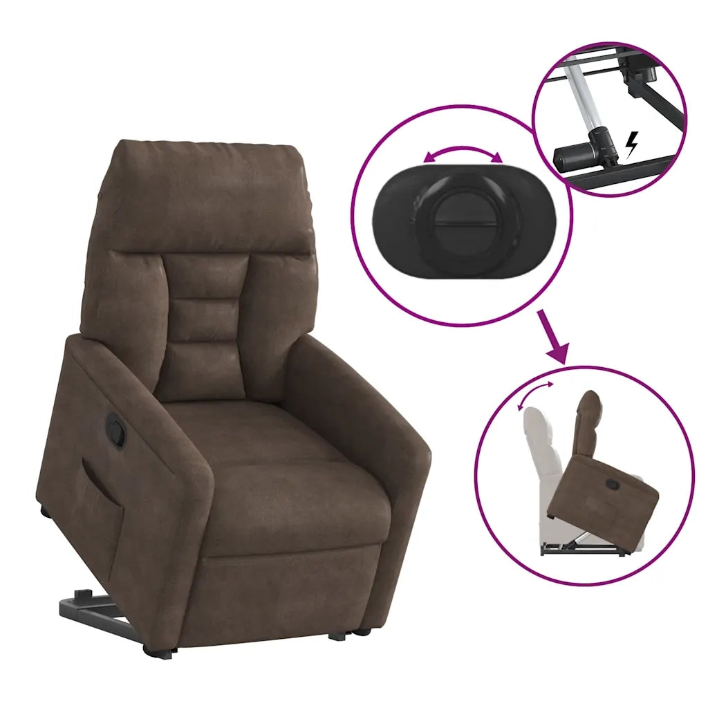 Poltrona Alzapersona Reclinabile Marrone in Tessuto Microfibra 3303086